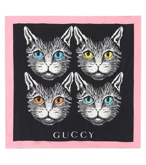 gucci cat mystic scarf|Gucci Mystic Cat print modal silk shawl.